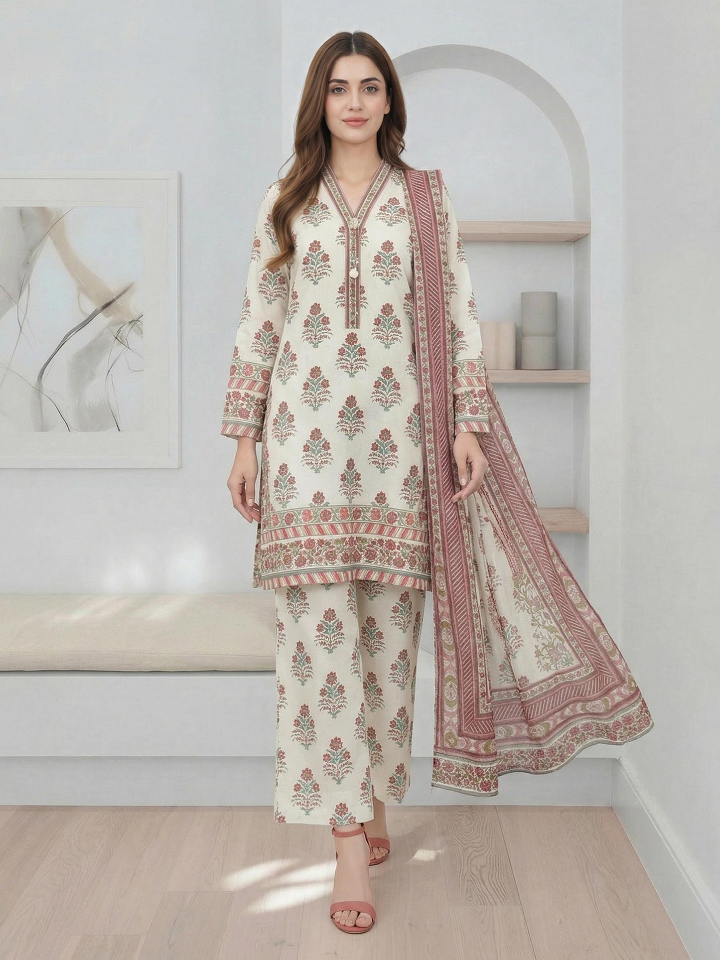 3 Piece Silk Suit- (Pret)