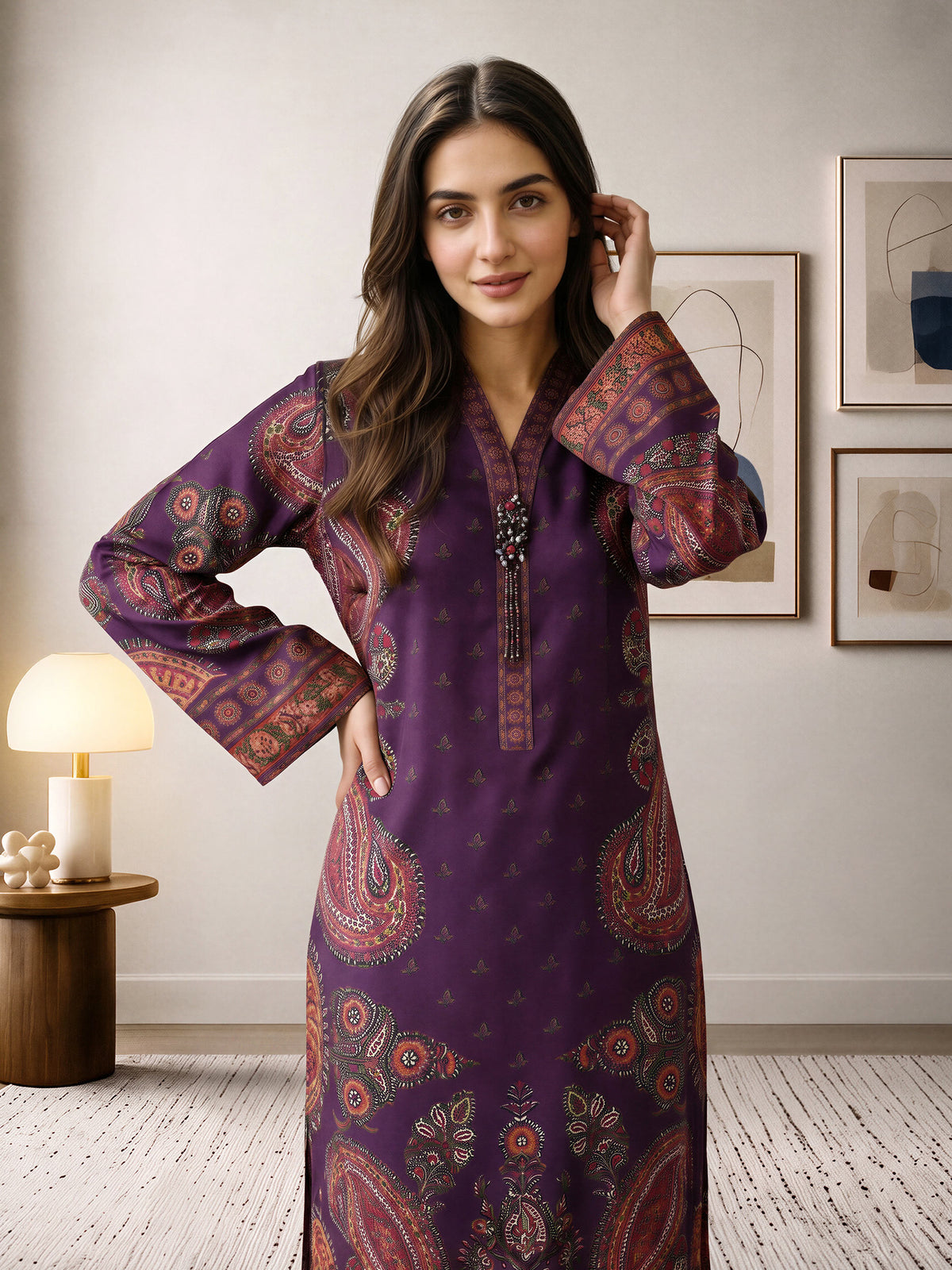 2 Piece Silk Suit- Embellished (Pret)