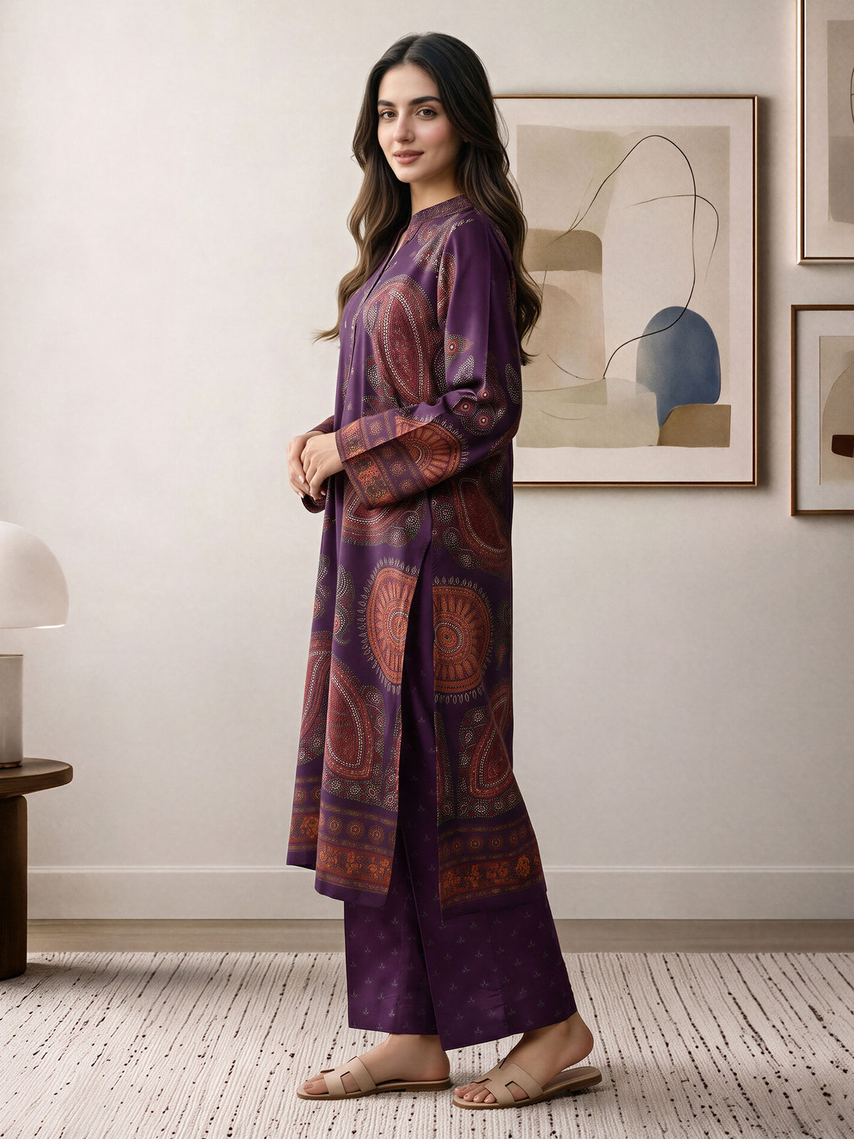 2 Piece Silk Suit- Embellished (Pret)