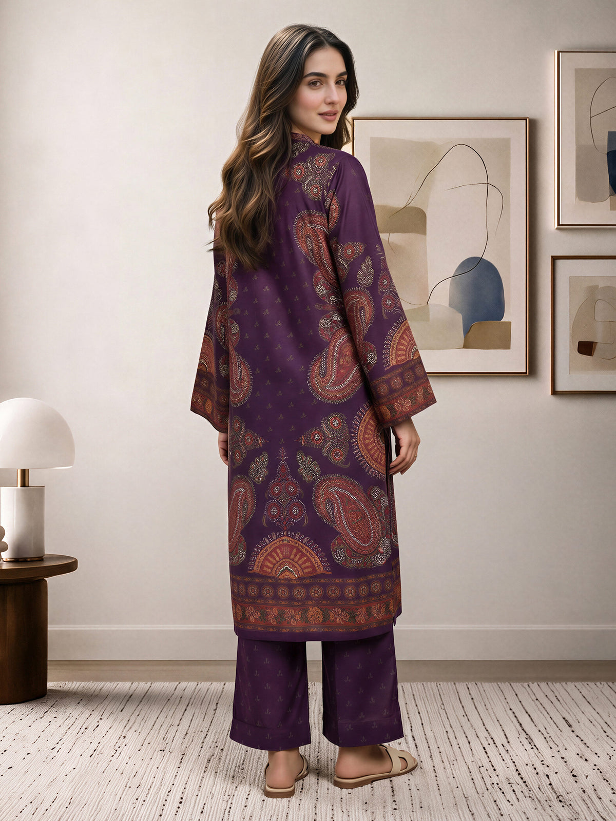 2 Piece Silk Suit- Embellished (Pret)
