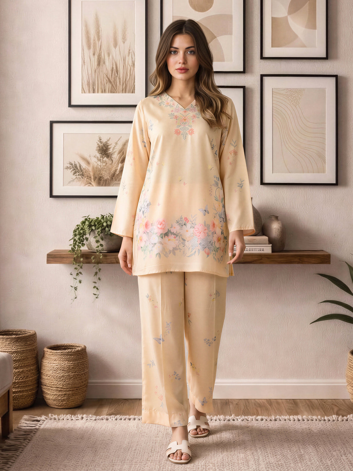 Silk Co-ord Set- Embroidered
