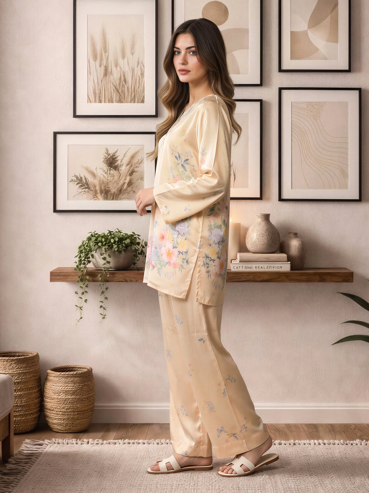 Silk Co-ord Set- Embroidered