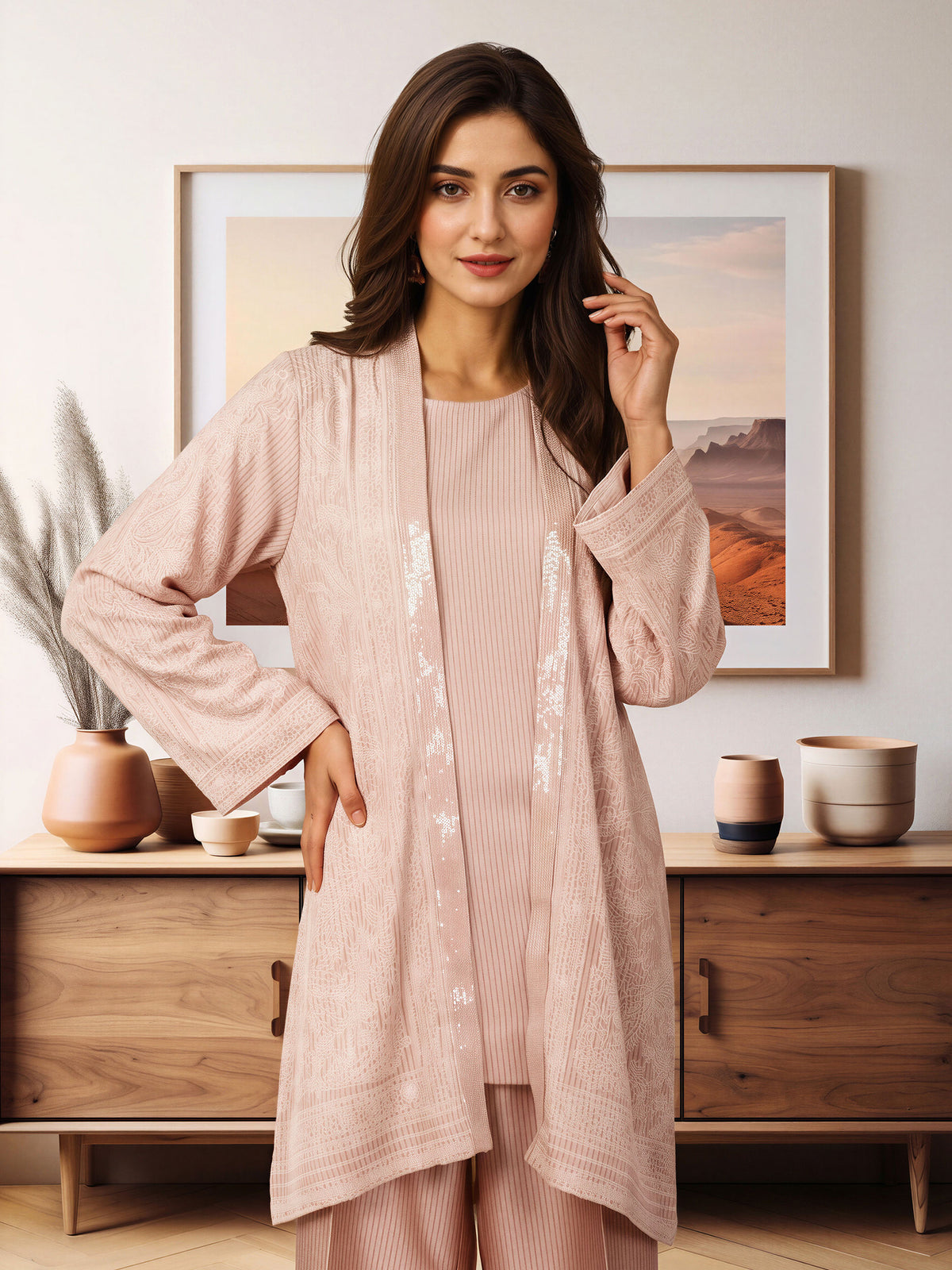 2 Piece Silk Suit- Embroidered (Pret)