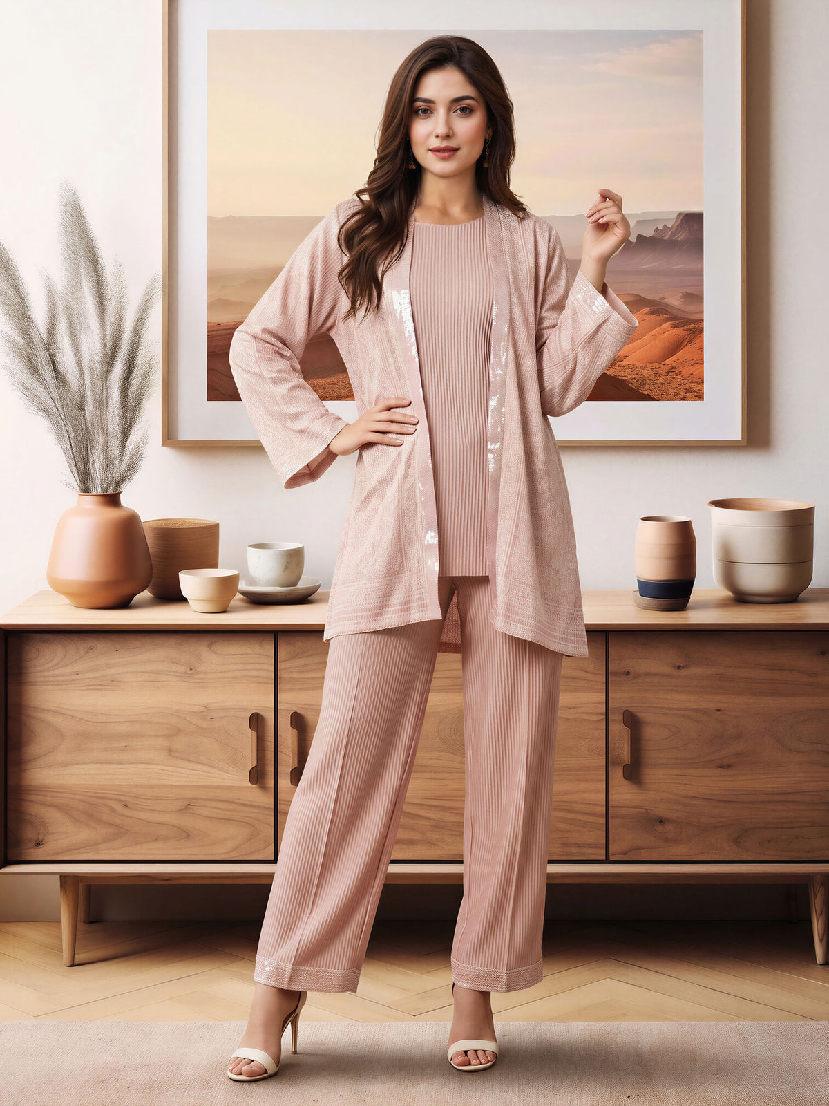 2 Piece Silk Suit- Embroidered (Pret)