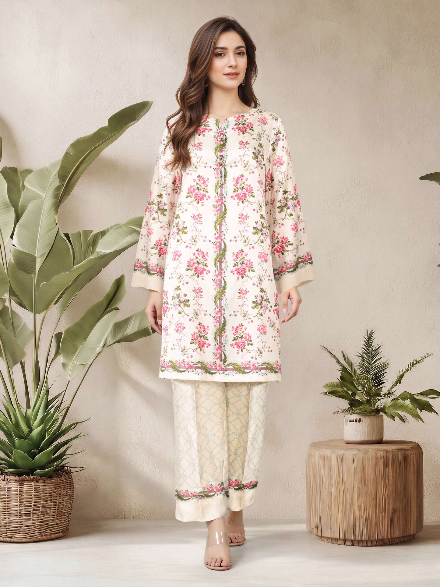 2 Piece Silk Suit- Embellished (Pret)