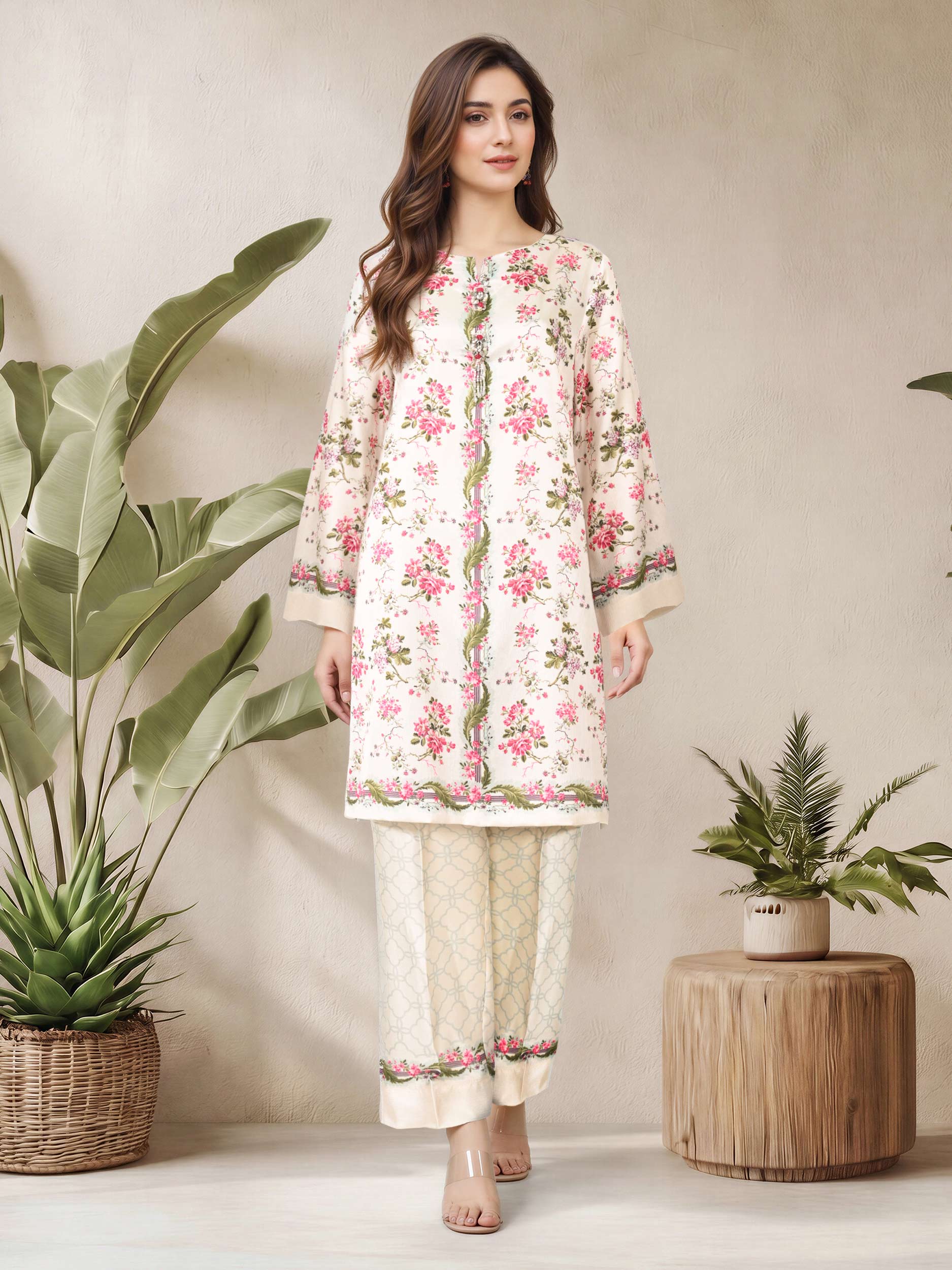 2 Piece Silk Suit- Embellished (Pret)