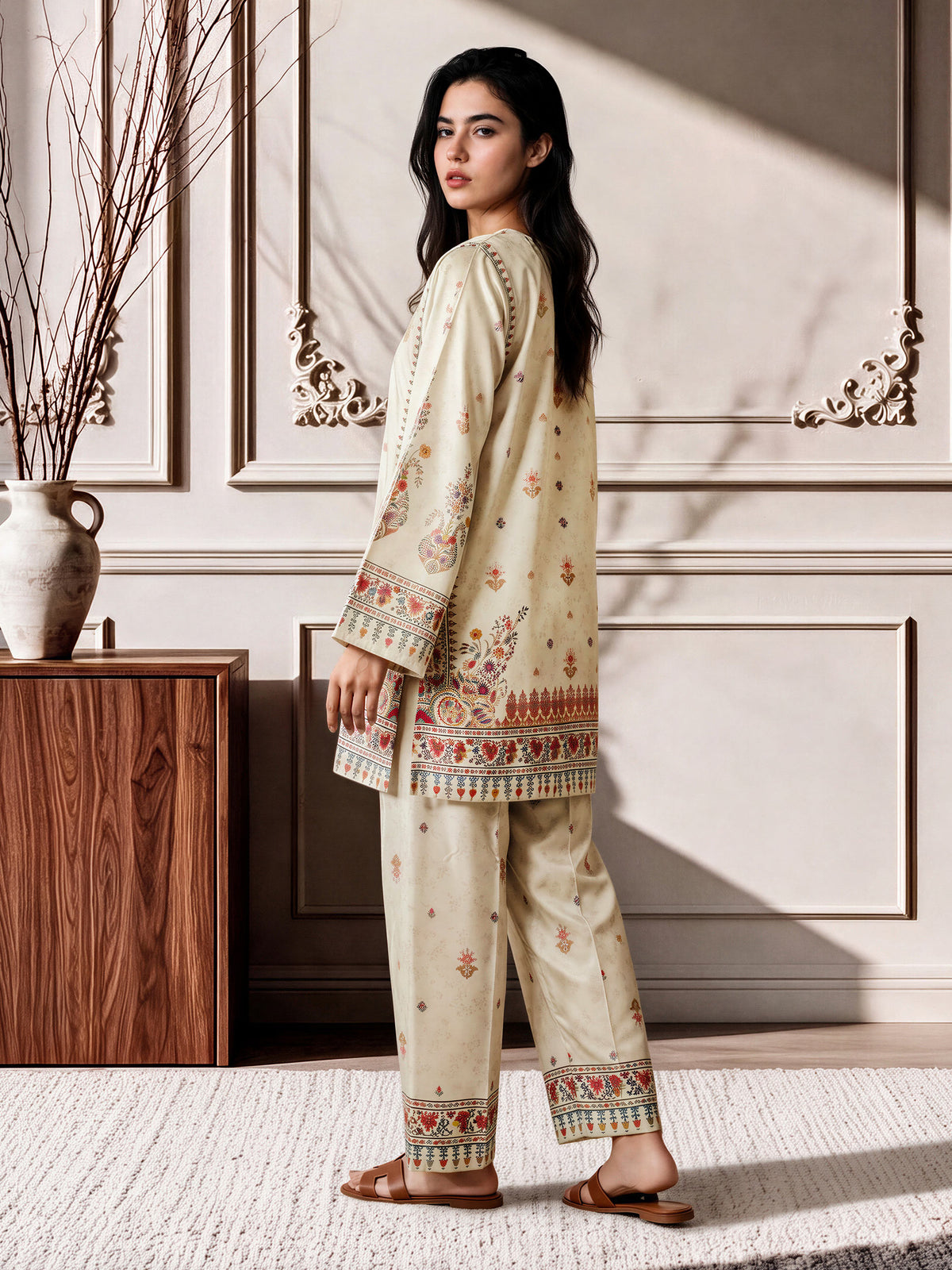 Silk Co-ord Set- Embroidered