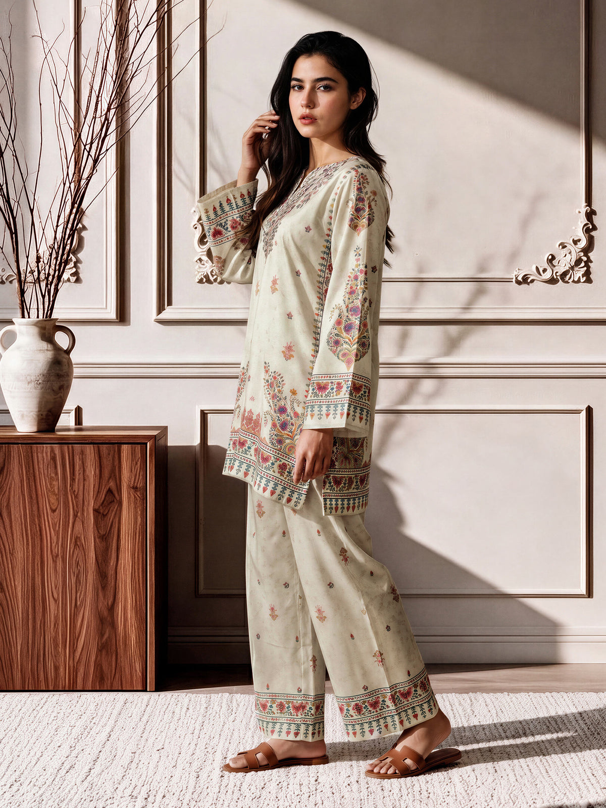 Silk Co-ord Set- Embroidered
