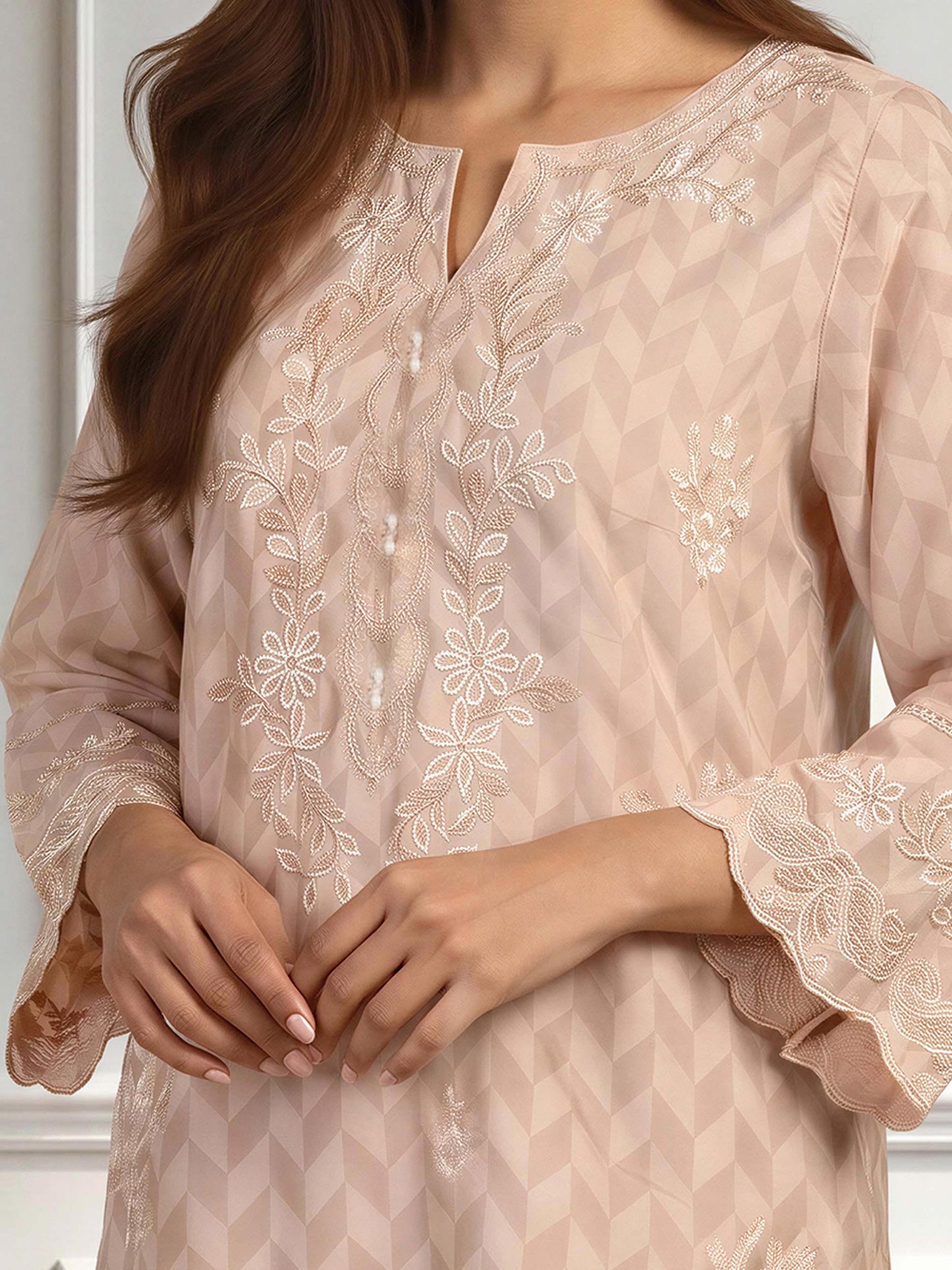 2 Piece Silk Suit- Embroidered (Pret)