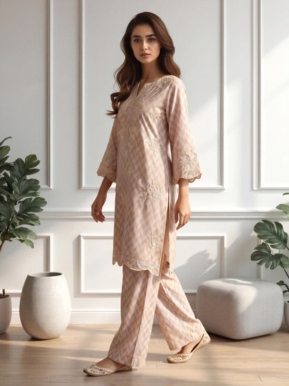 2 Piece Silk Suit- Embroidered (Pret)