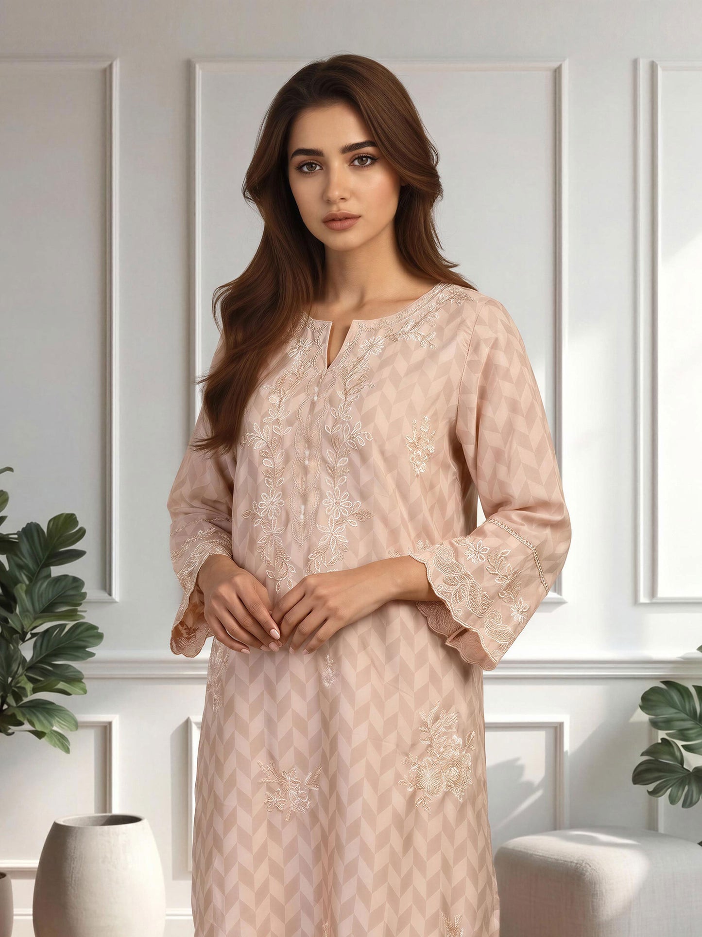 2 Piece Silk Suit- Embroidered (Pret)