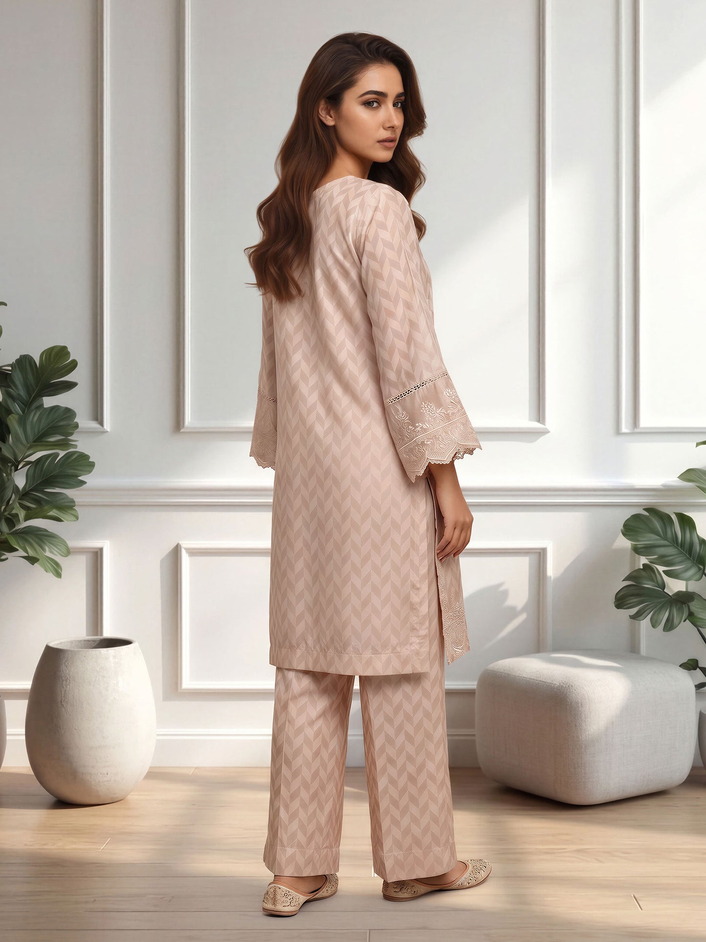 2 Piece Silk Suit- Embroidered (Pret)