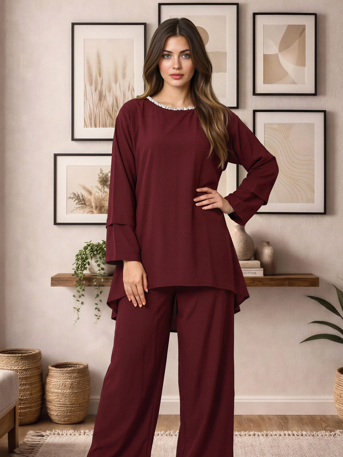 Grip Texture Co-ord Set- Embellished
