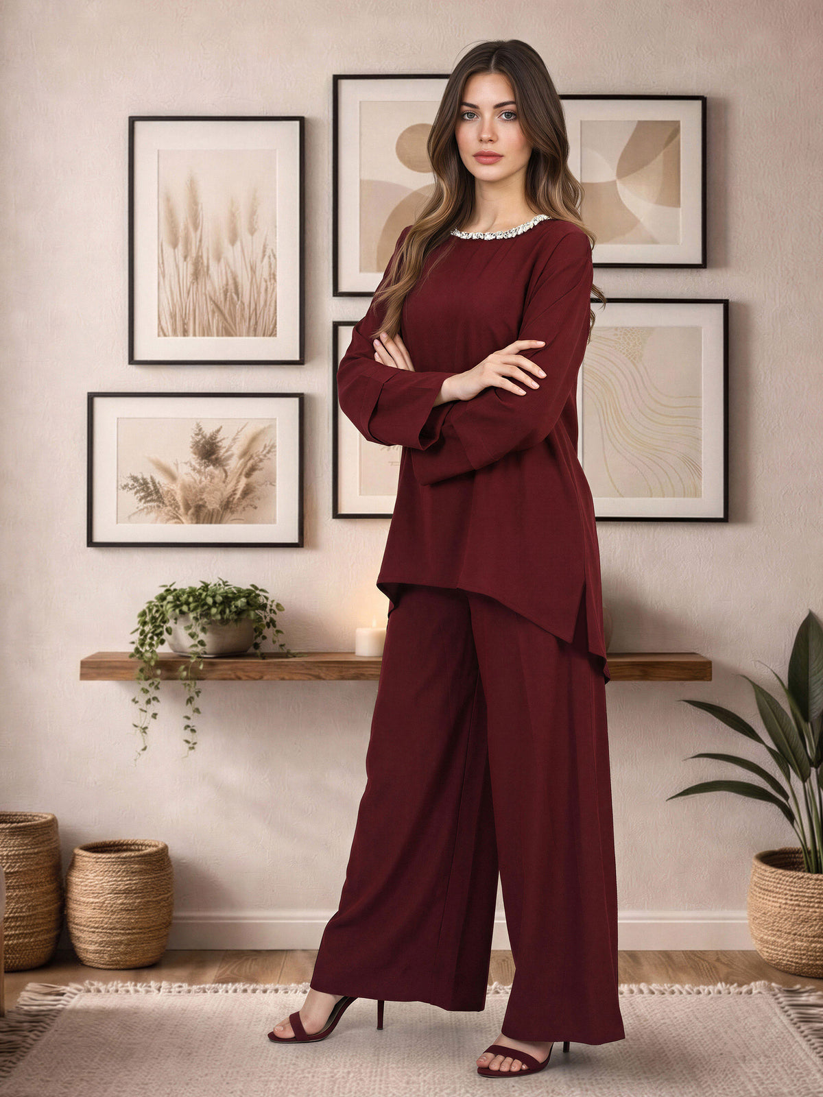 Grip Texture Co-ord Set- Embellished