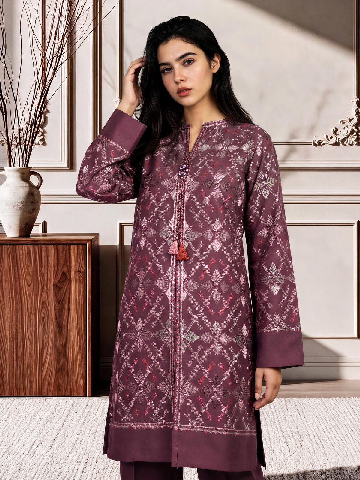 2 Piece Crepe Suit- Embroidered (Pret)