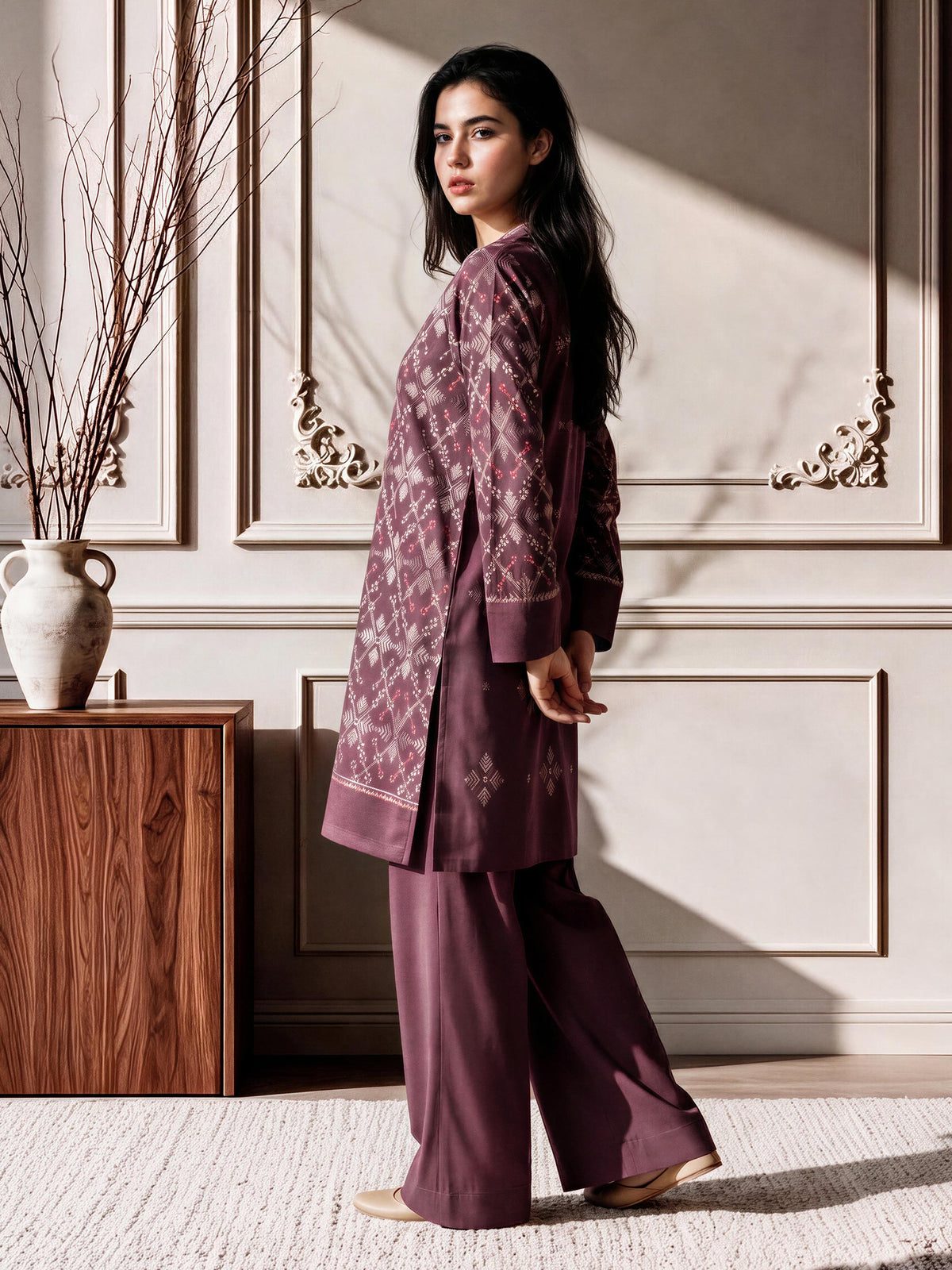 2 Piece Crepe Suit- Embroidered (Pret)