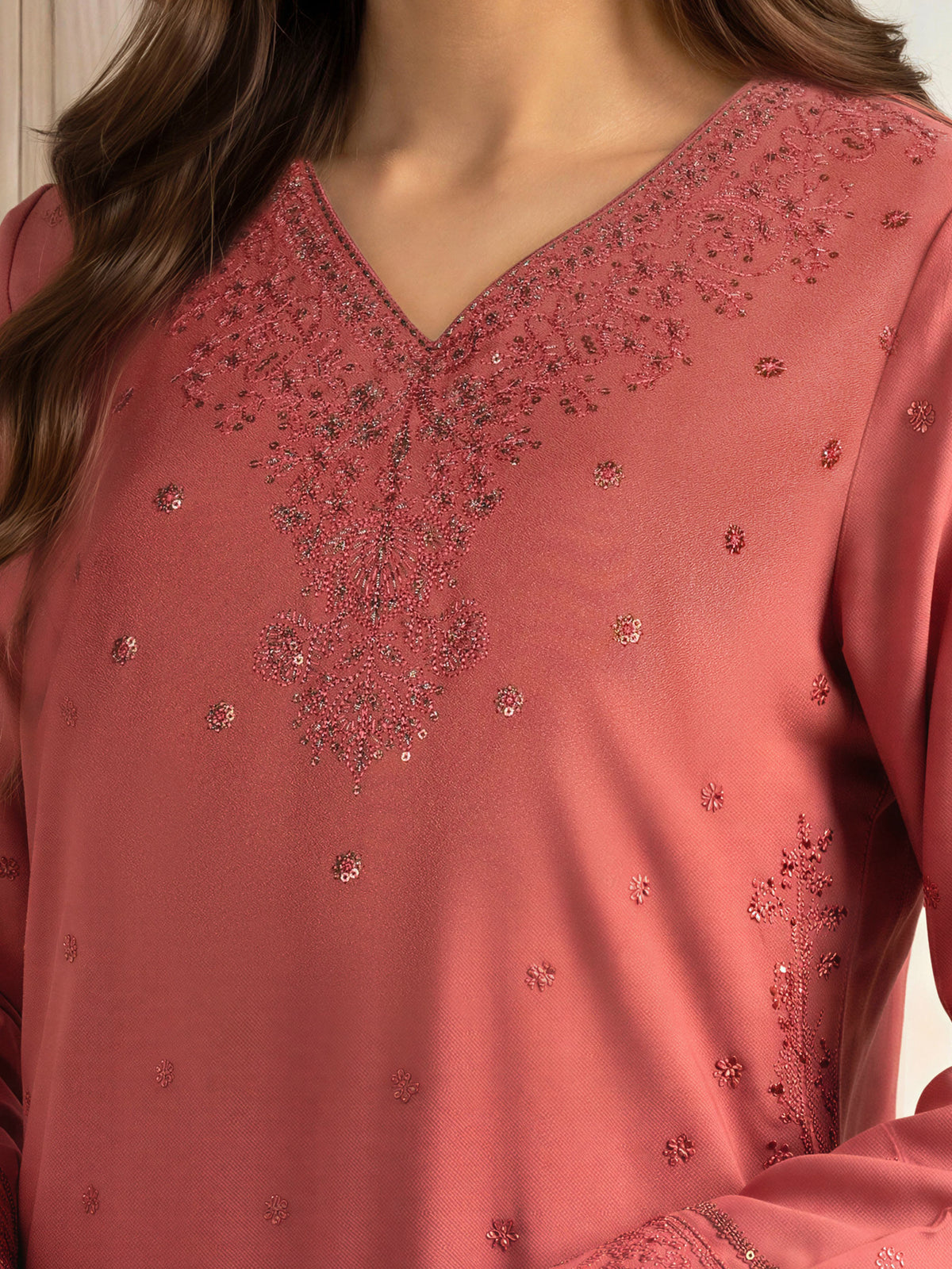 3 Piece Crepe Suit- Embroidered (Pret)