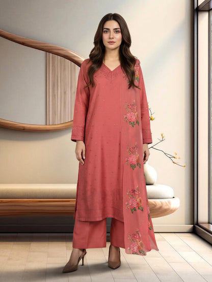 3 Piece Crepe Suit- Embroidered (Pret)