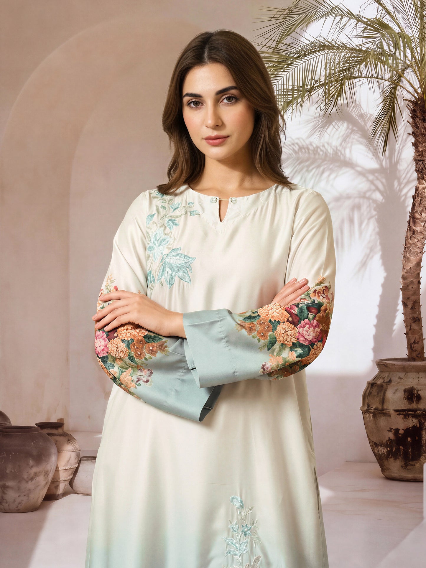 2 Piece Silk Suit- Embroidered (Pret)