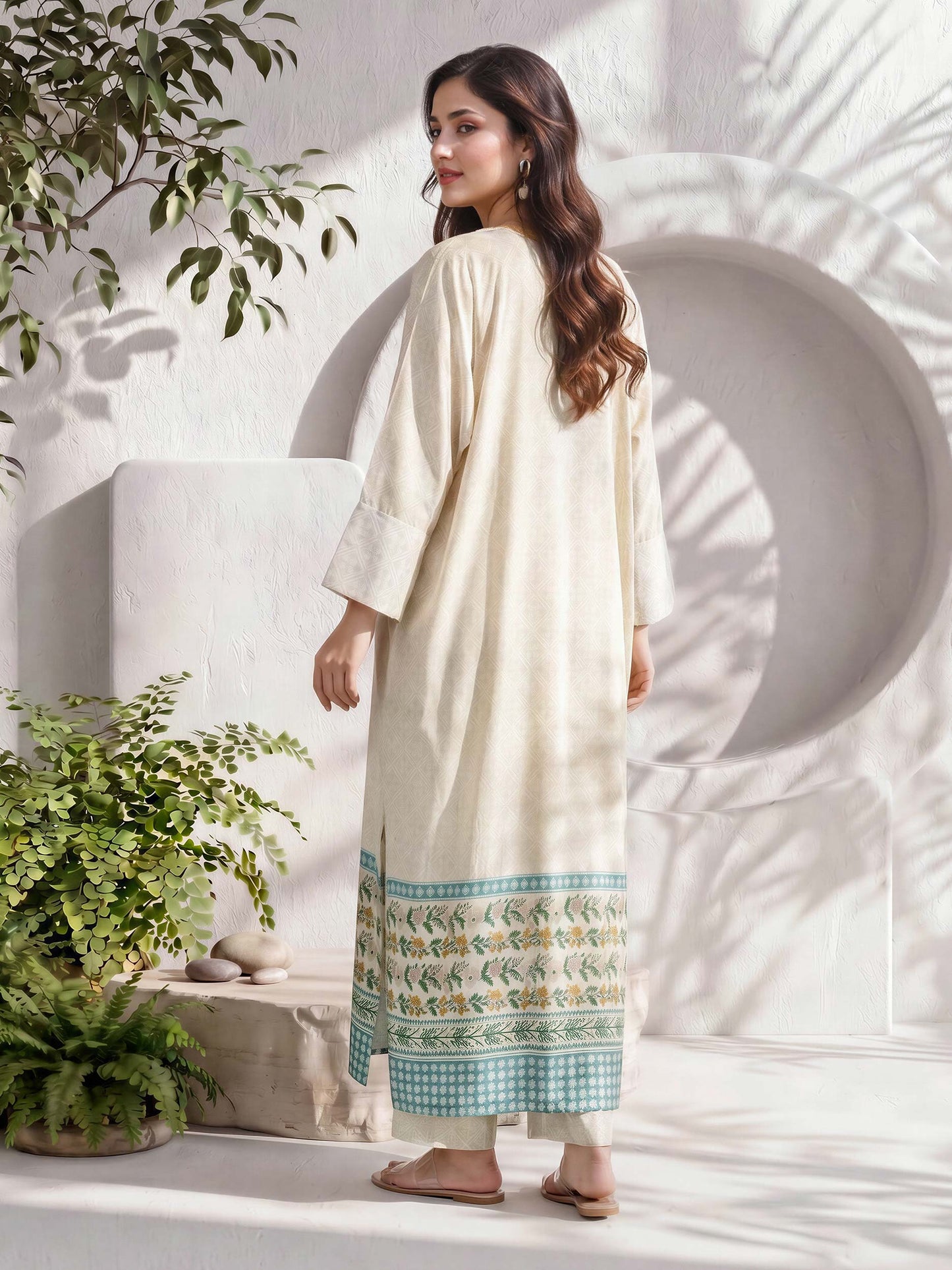 2 Piece Silk Suit- Embellished (Pret)