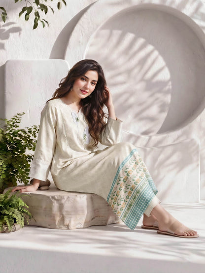 2 Piece Silk Suit- Embellished (Pret)