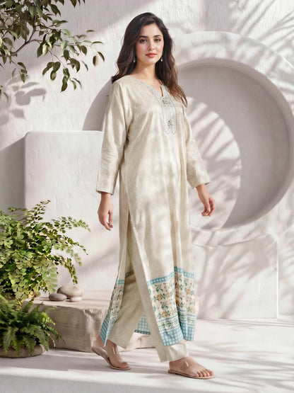 2 Piece Silk Suit- Embellished (Pret)