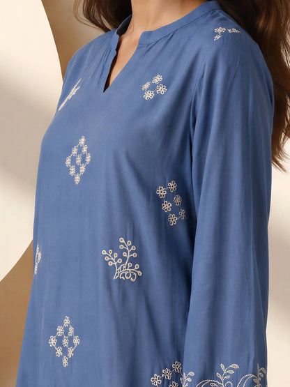 Self Jacquard Kurti- Embroidered (Pret)