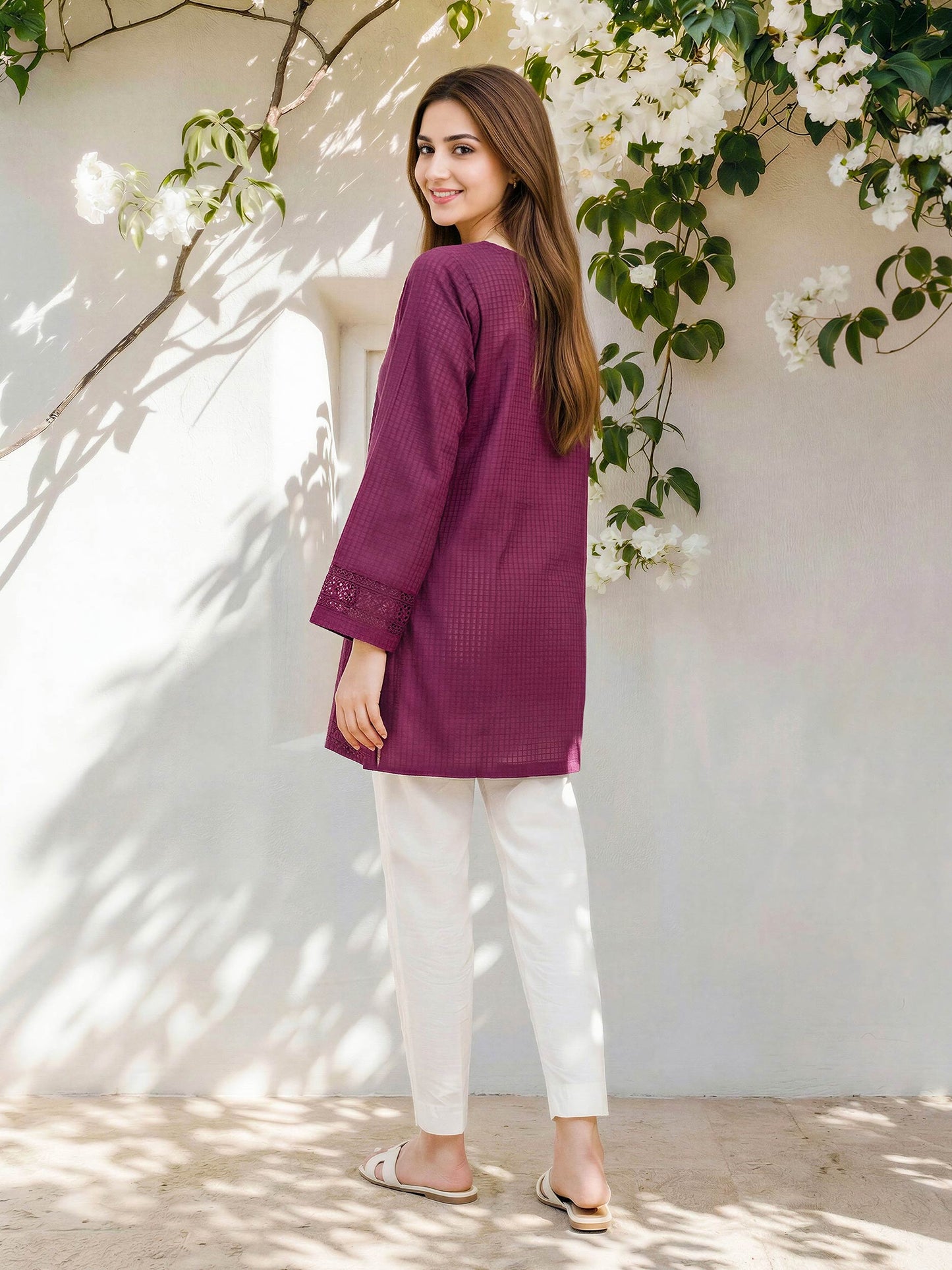 Lawn Texture Kurti- Embroidered (Pret)