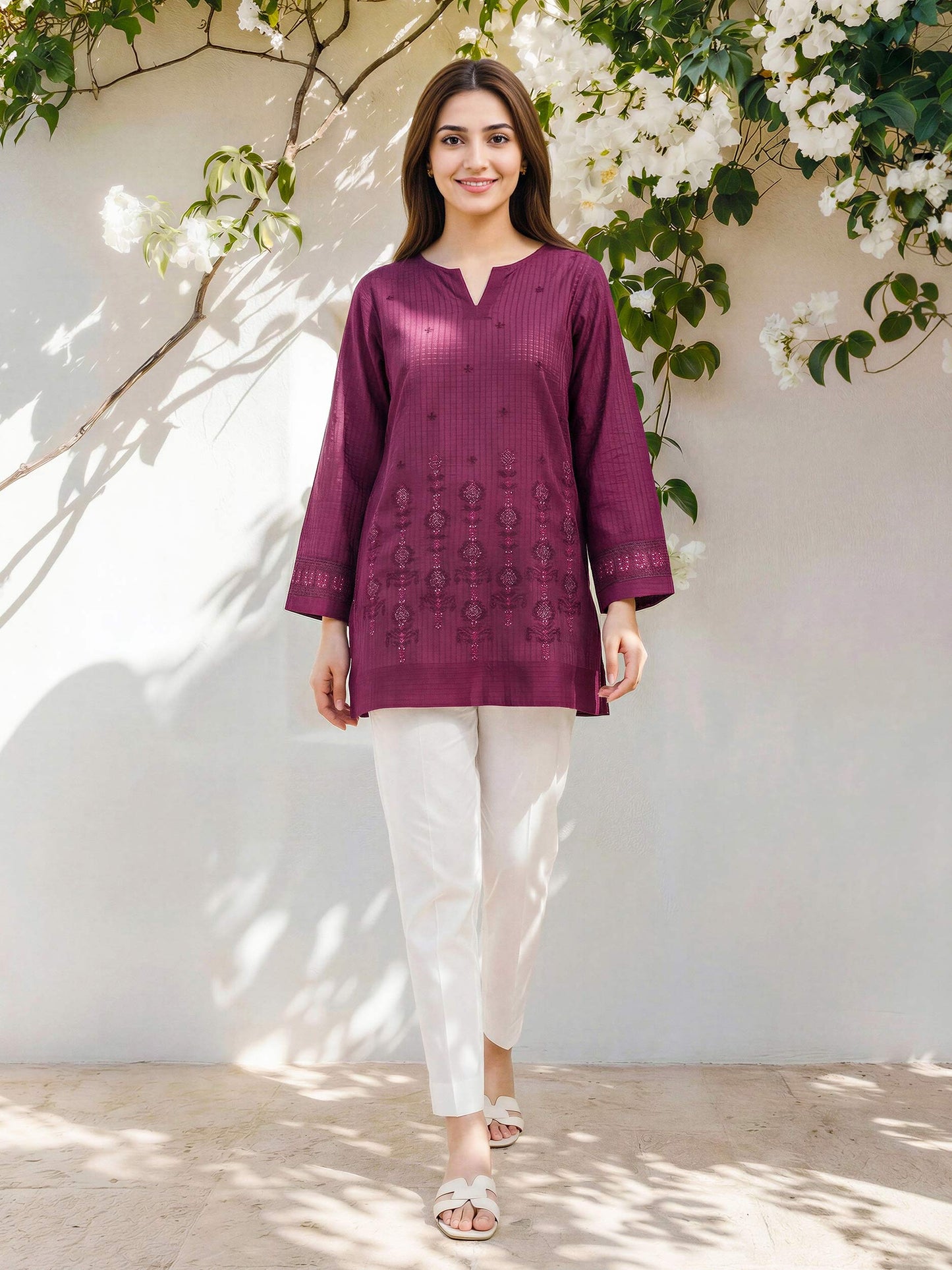 Lawn Texture Kurti- Embroidered (Pret)