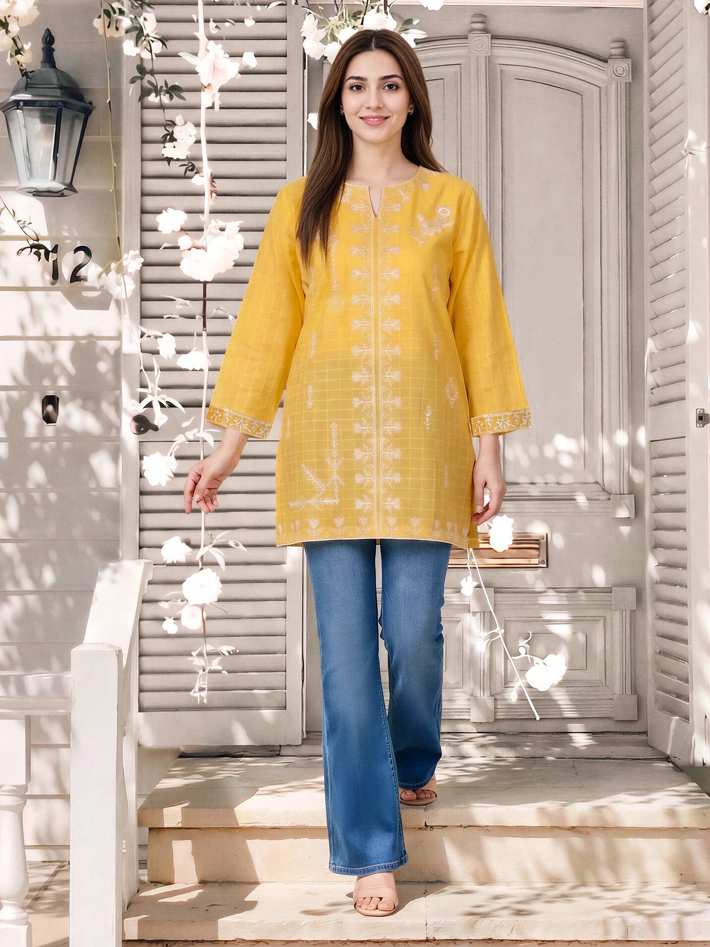 Lawn Texture Kurti- Embroidered (Pret)