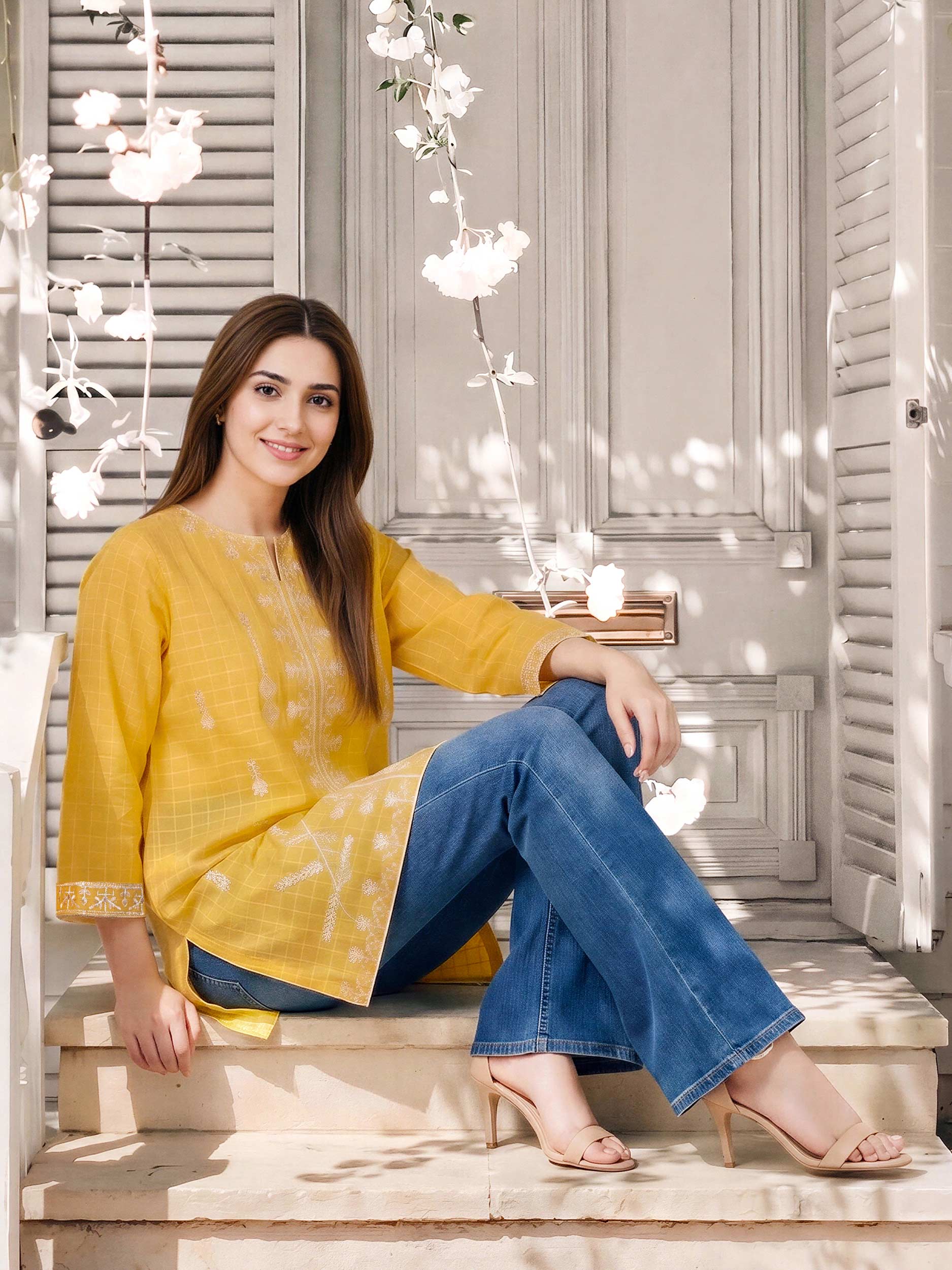 Lawn Texture Kurti- Embroidered (Pret)