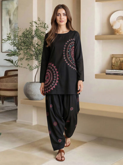 2 Piece Viscose Suit- Embroidered