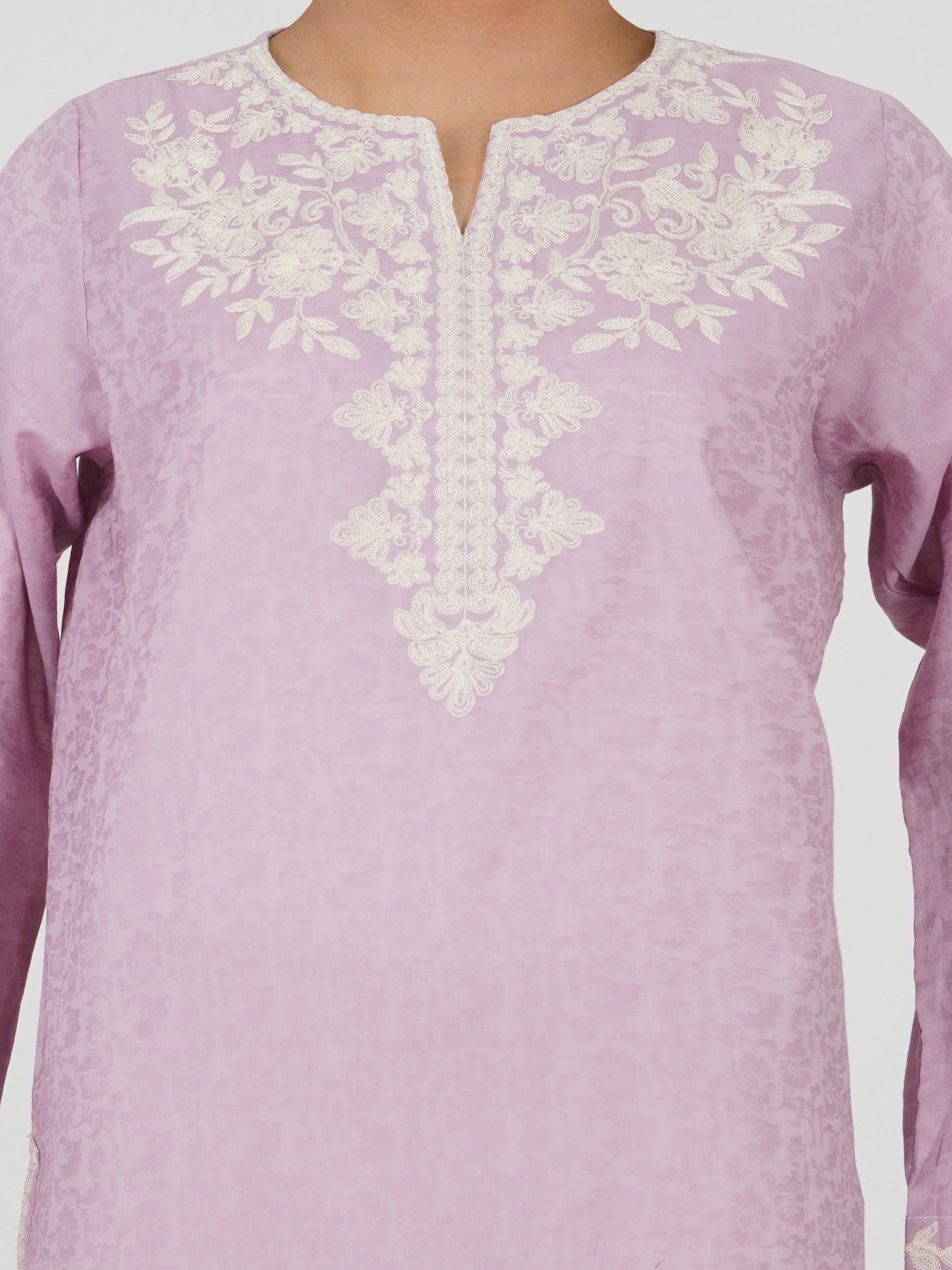 Self Jacquard Kurti- Embroidered (Pret)
