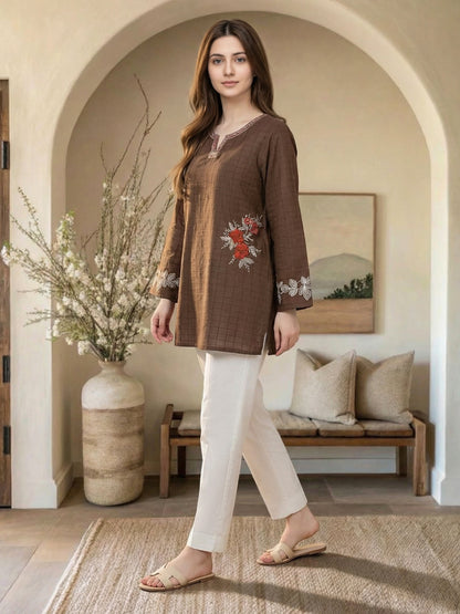 Lawn Texture Kurti- Embroidered (Pret)