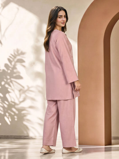 Yarn Dyed Co-ord Set- Embroidered