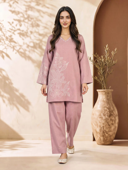 Yarn Dyed Co-ord Set- Embroidered