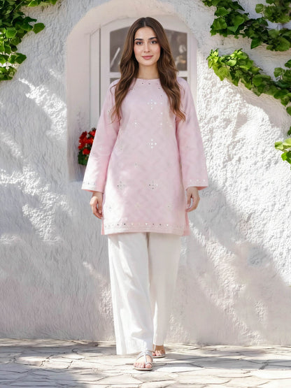 Self Jacquard Kurti- Embroidered (Pret)