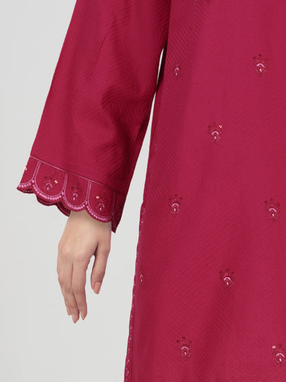 Self Jacquard Kurti- Embroidered (Pret)
