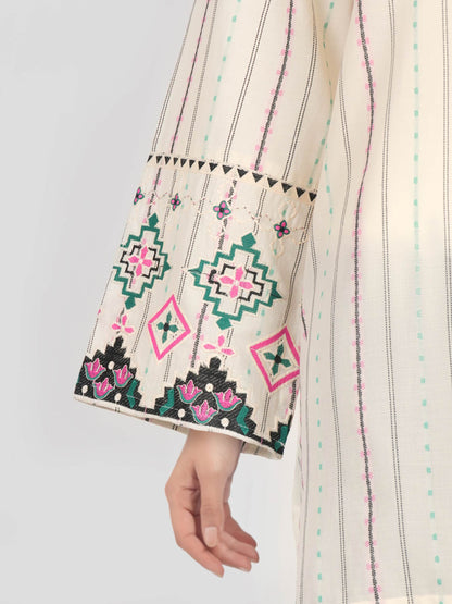 Self Jacquard Kurti- Embroidered (Pret)