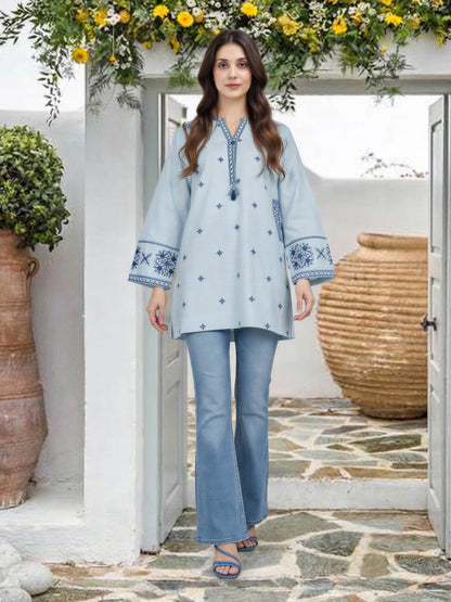 Yarn Dyed Kurti- Embroidered (Pret)