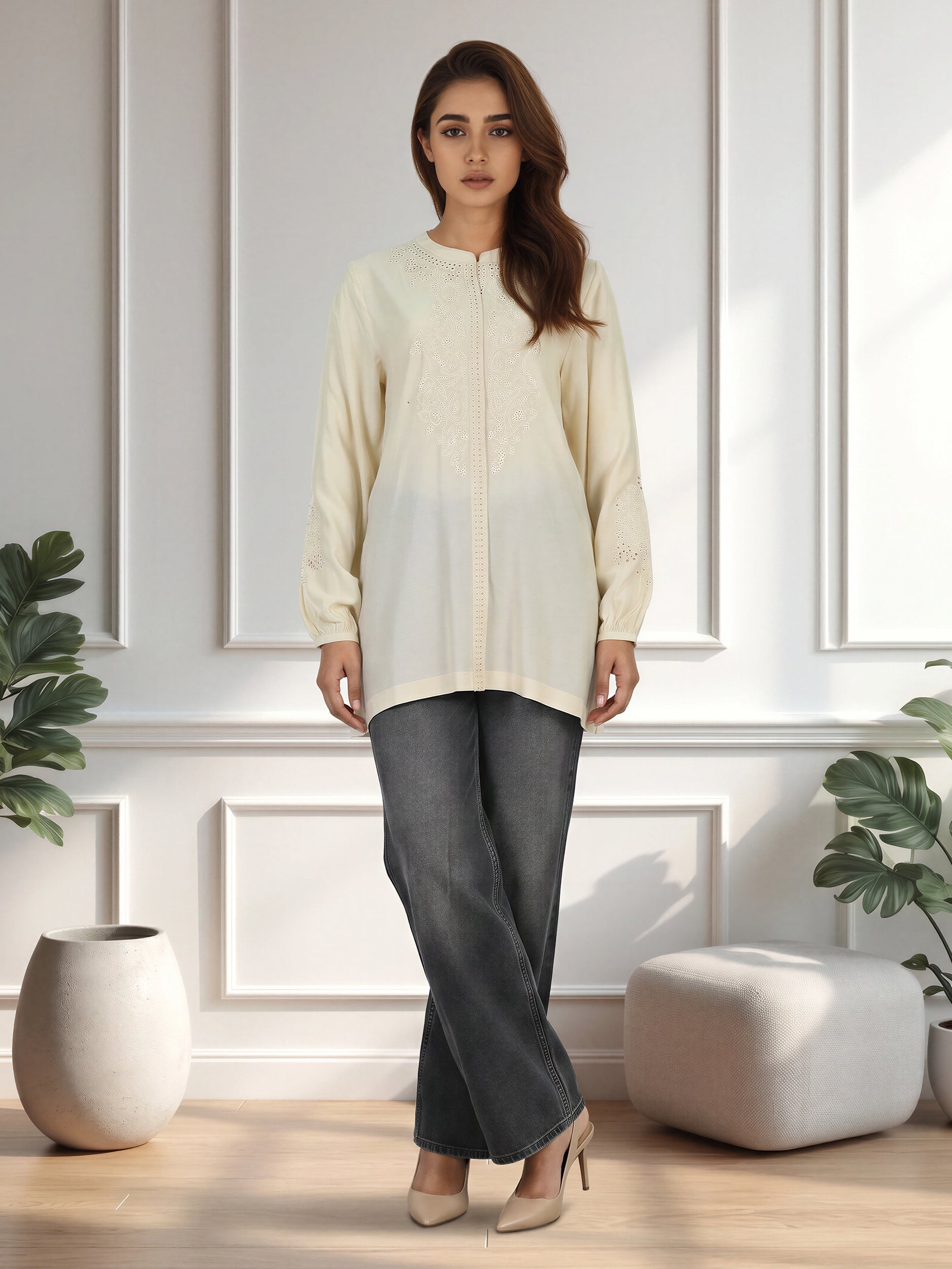 Viscose Kurti- Embroidered (Pret)