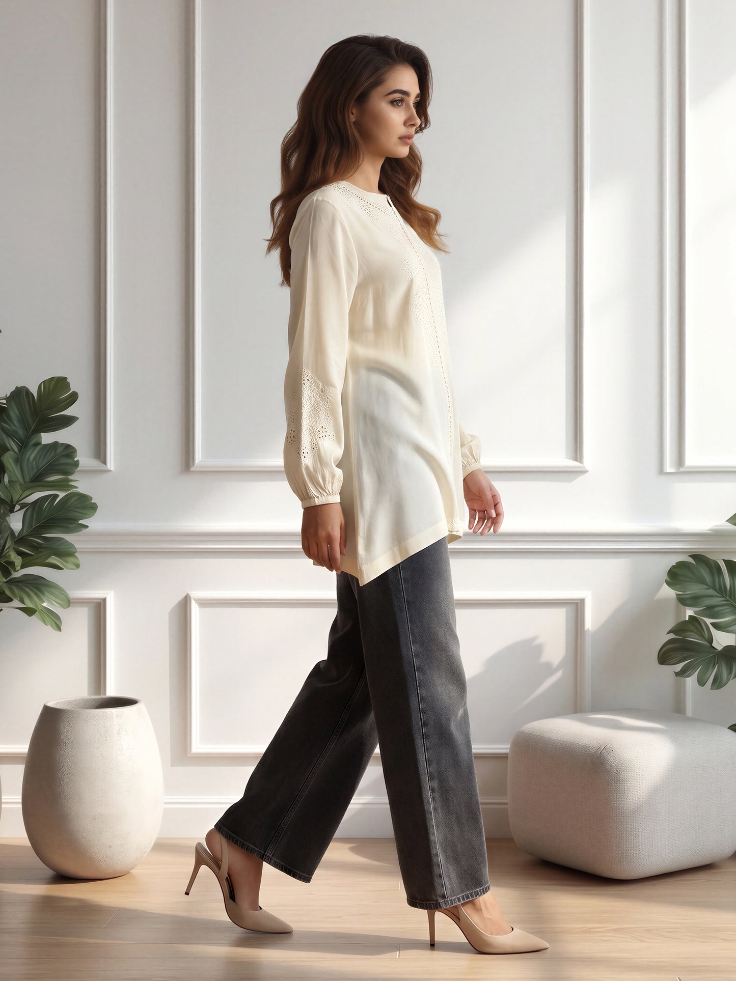 Viscose Kurti- Embroidered (Pret)