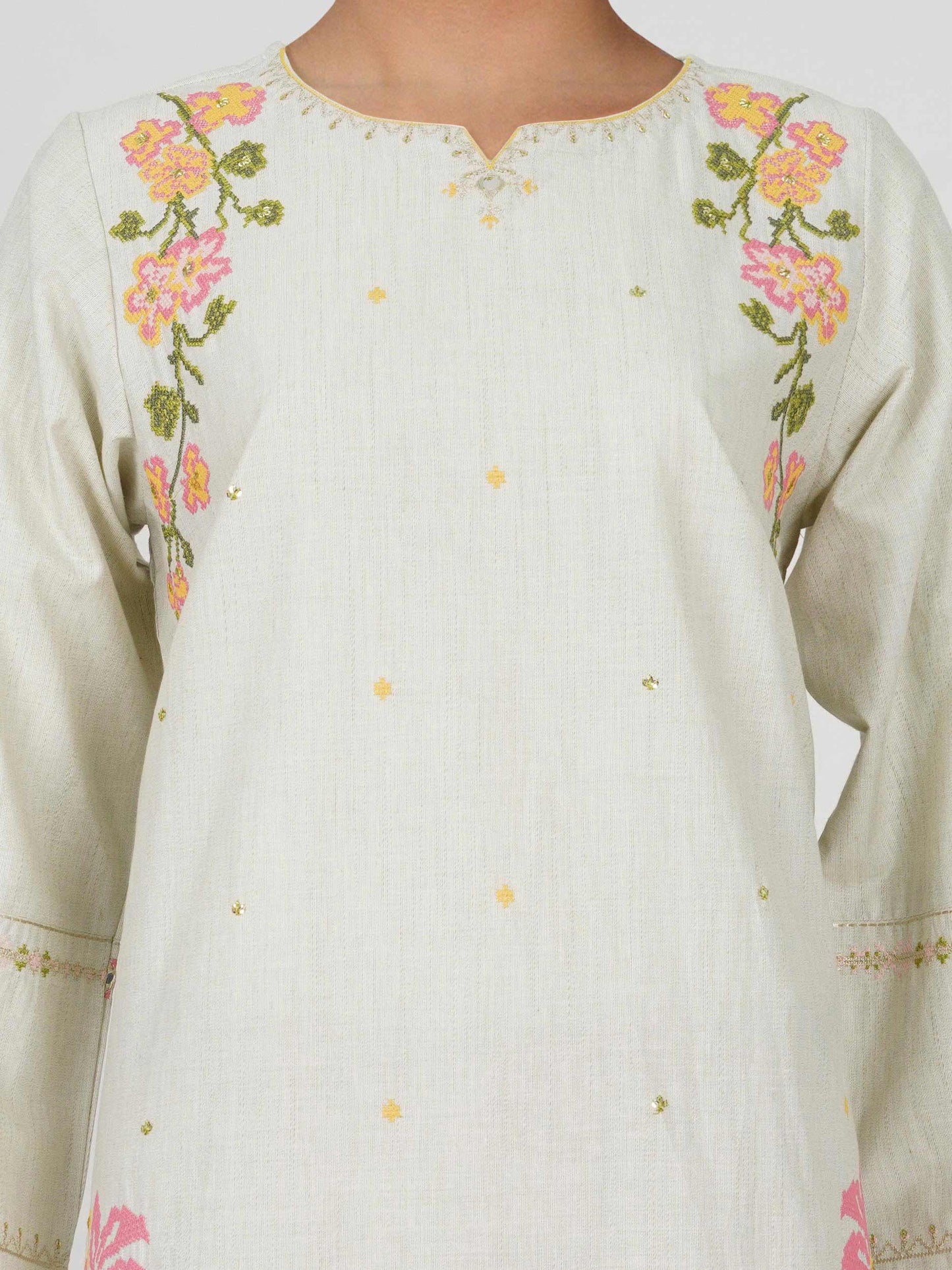 Yarn Dyed Kurti- Embroidered (Pret)