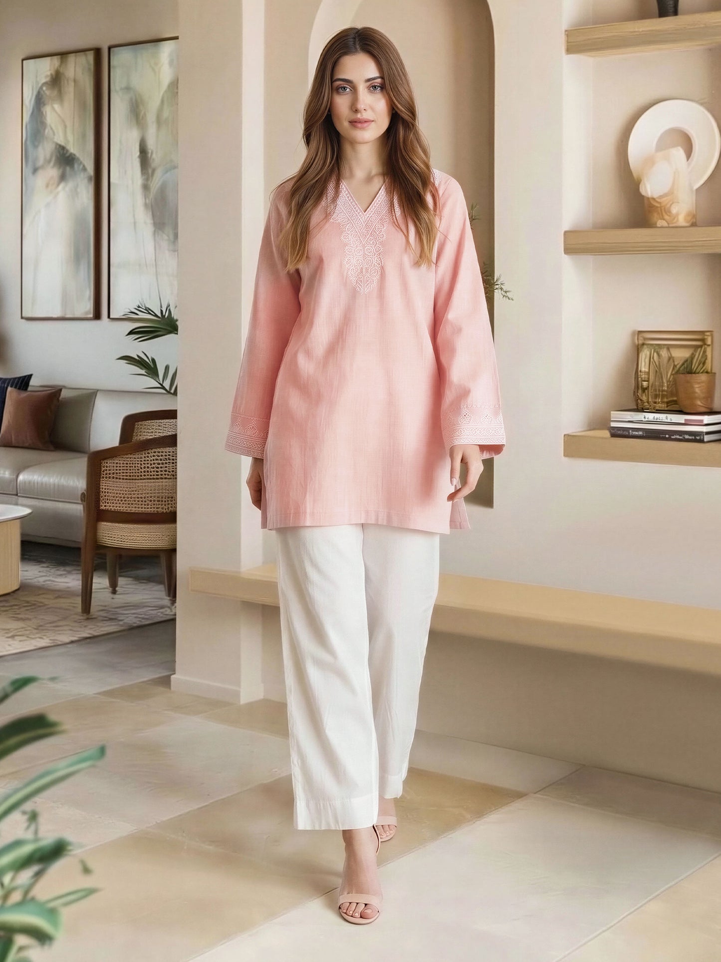 Yarn Dyed Kurti- Embroidered