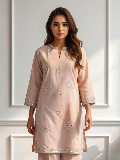 2 Piece Jacquard Suit- Embroidered (Pret)