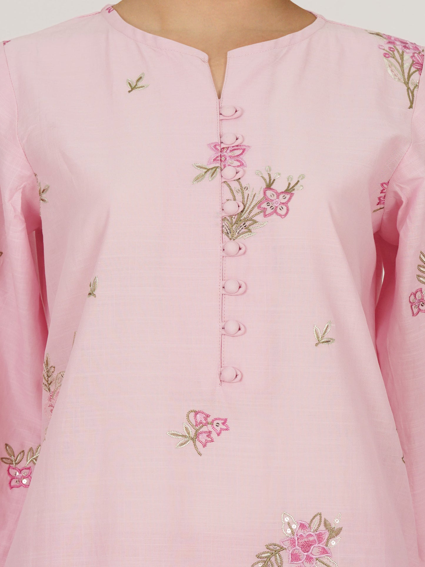 2 Piece Lawn Slub Suit- Embroidered (Pret)