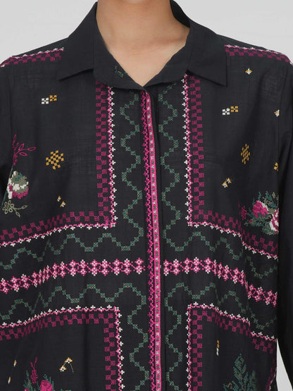 Lawn Slub Co-ord Set- Embroidered
