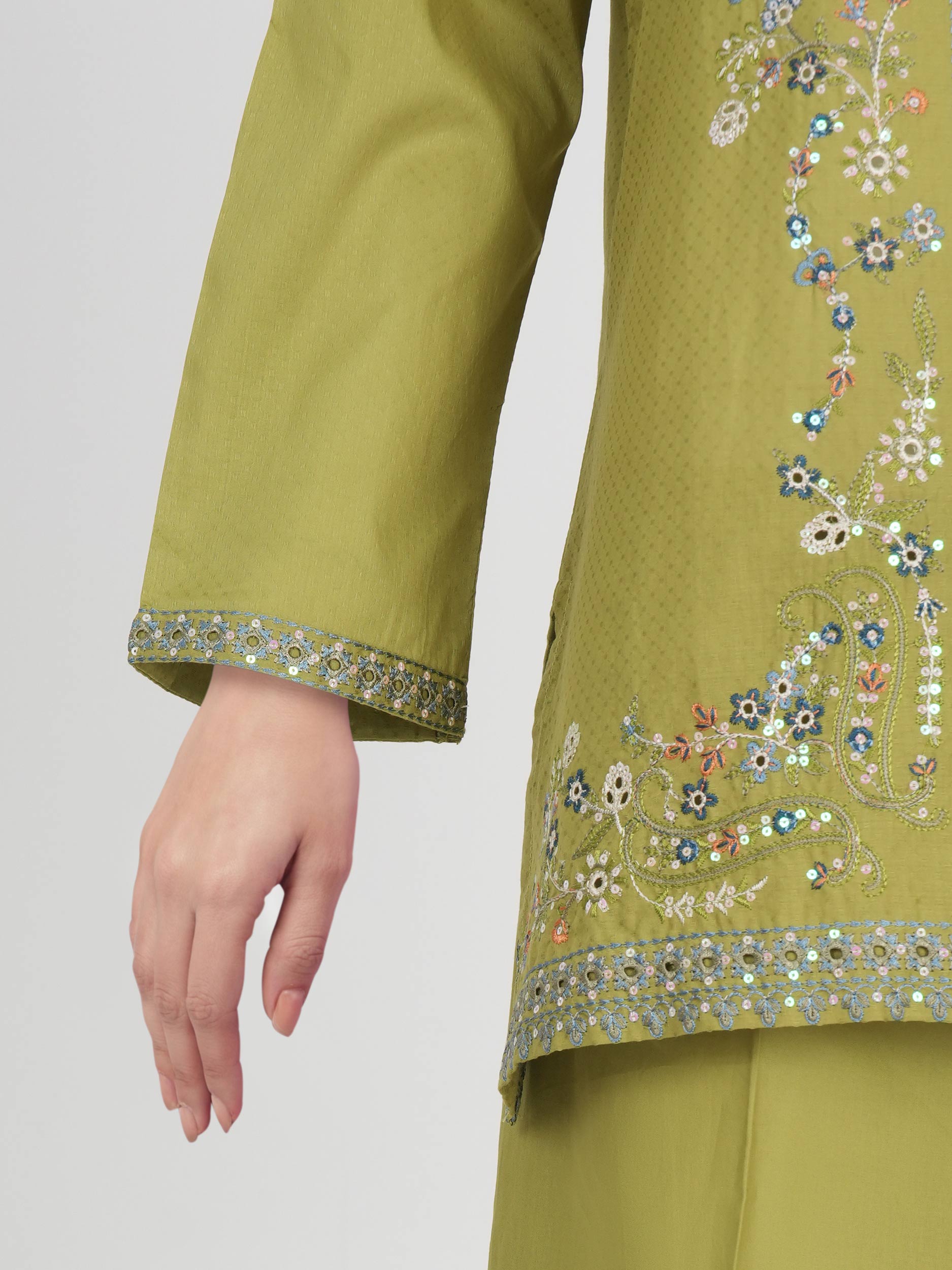 Dobby Co-ord Set- Embroidered