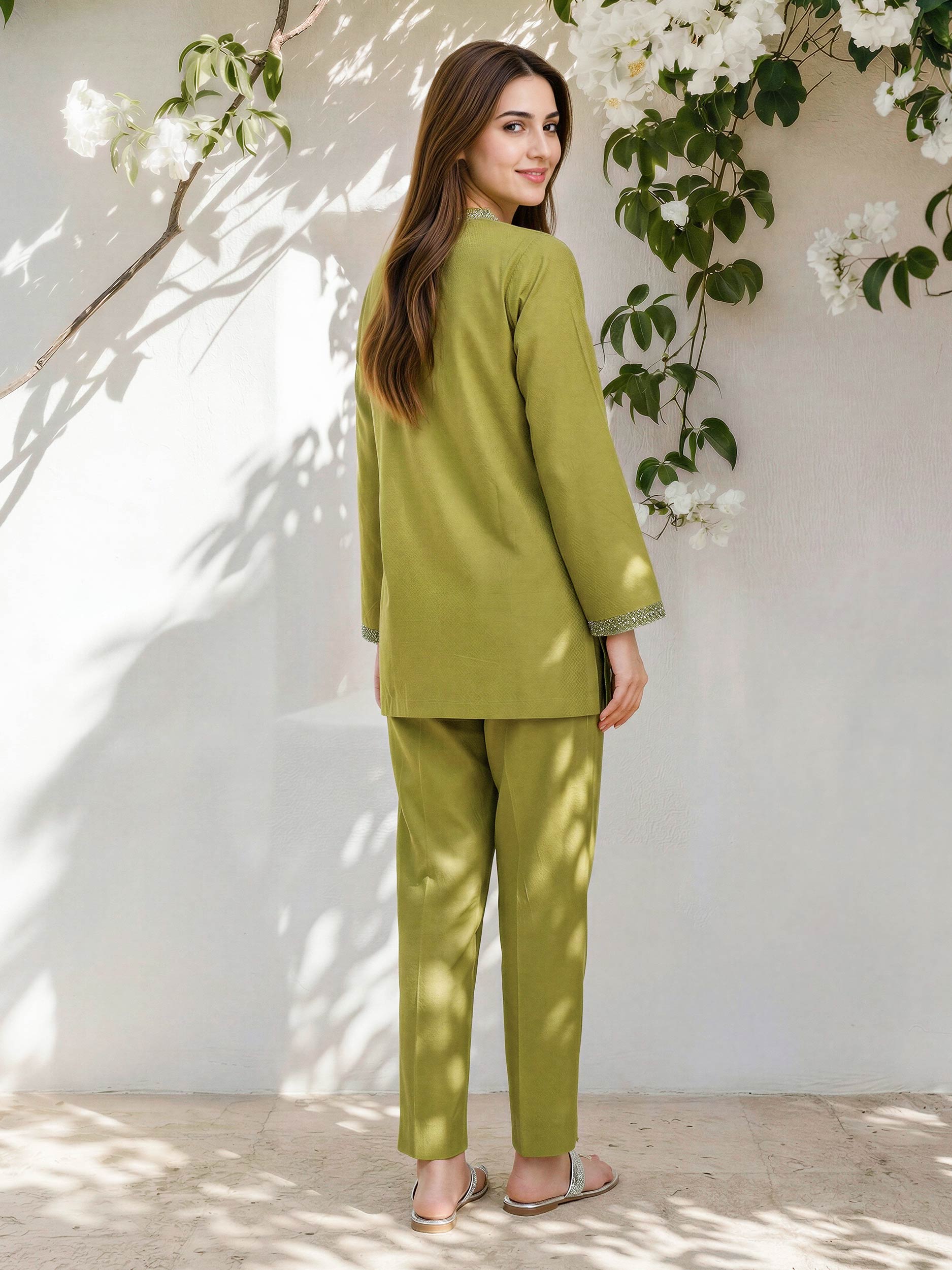 Dobby Co-ord Set- Embroidered