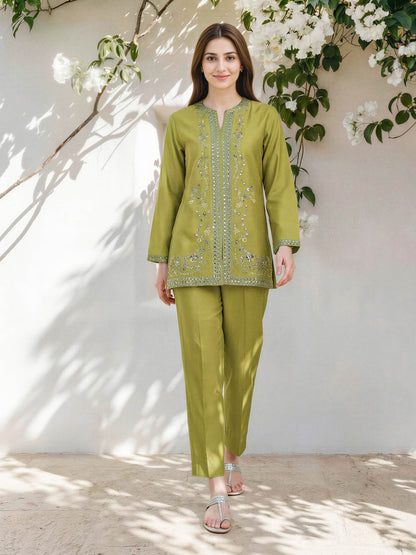 Dobby Co-ord Set- Embroidered